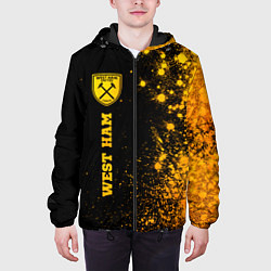 Куртка с капюшоном мужская West Ham - gold gradient по-вертикали, цвет: 3D-черный — фото 2