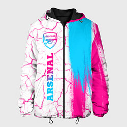 Куртка с капюшоном мужская Arsenal neon gradient style по-вертикали, цвет: 3D-черный