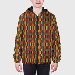 Куртка с капюшоном мужская Африканский геометрический узор-паттерн, цвет: 3D-черный — фото 2