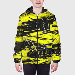 Куртка с капюшоном мужская Yellow geometry - спортивный узор, цвет: 3D-черный — фото 2