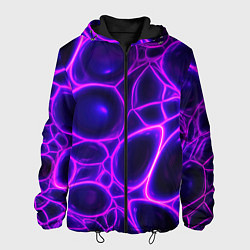 Куртка с капюшоном мужская Фиолетовы неоновые соты, цвет: 3D-черный