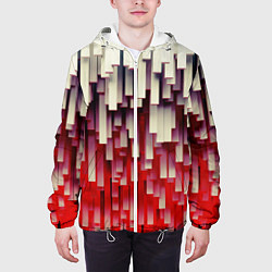 Куртка с капюшоном мужская Блоки-сталактиты с красной подсветкой, цвет: 3D-белый — фото 2