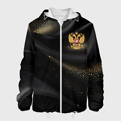 Мужская куртка Золотой герб России на черно-золотой текстуре