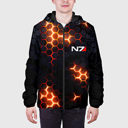 Куртка с капюшоном мужская N7 mass effect logo, цвет: 3D-черный — фото 2