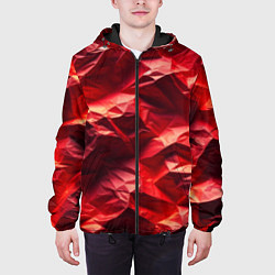 Куртка с капюшоном мужская Эффект текстуры мятой красной бумаги, цвет: 3D-черный — фото 2