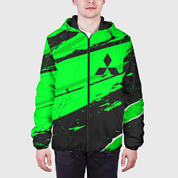 Куртка с капюшоном мужская Mitsubishi sport green, цвет: 3D-черный — фото 2