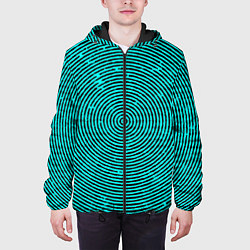 Куртка с капюшоном мужская Гипнотический круг чёрно-голубой, цвет: 3D-черный — фото 2