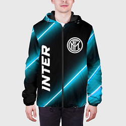 Куртка с капюшоном мужская Inter неоновые лампы, цвет: 3D-черный — фото 2