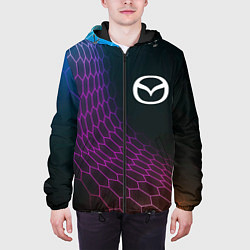 Куртка с капюшоном мужская Mazda neon hexagon, цвет: 3D-черный — фото 2