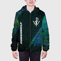 Куртка с капюшоном мужская Powerwolf glitch blue, цвет: 3D-черный — фото 2