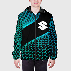 Куртка с капюшоном мужская Suzuki electro hexagon, цвет: 3D-черный — фото 2