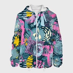 Куртка с капюшоном мужская Акварельная абстракция узор, цвет: 3D-белый