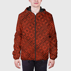 Куртка с капюшоном мужская Сочный коричневый однотонный текстурированный, цвет: 3D-черный — фото 2