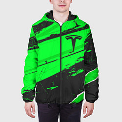 Куртка с капюшоном мужская Tesla sport green, цвет: 3D-черный — фото 2