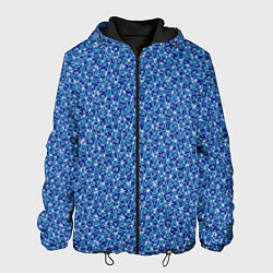 Куртка с капюшоном мужская Светлый синий в мелкий рисунок, цвет: 3D-черный