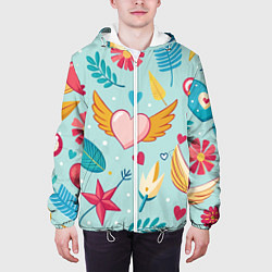Куртка с капюшоном мужская Сердечко с крылышками, цвет: 3D-белый — фото 2