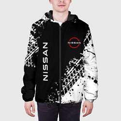 Куртка с капюшоном мужская Ниссан: следы от шин, цвет: 3D-черный — фото 2