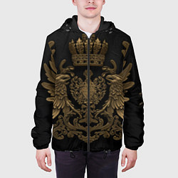 Куртка с капюшоном мужская Золотые крылья с узорами, цвет: 3D-черный — фото 2