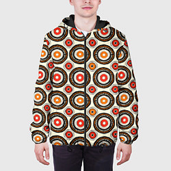 Куртка с капюшоном мужская Африканские узоры круг, цвет: 3D-черный — фото 2