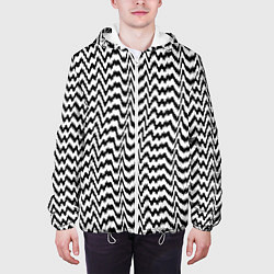 Куртка с капюшоном мужская Черно-белые кривые, цвет: 3D-белый — фото 2
