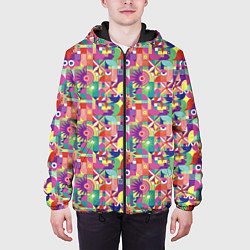 Куртка с капюшоном мужская Звезды и другие геометрические фигуры, цвет: 3D-черный — фото 2