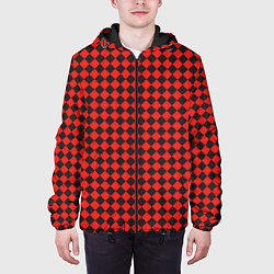 Куртка с капюшоном мужская Паттерн черных квадратов, цвет: 3D-черный — фото 2