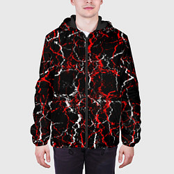Куртка с капюшоном мужская Абстрактная текстура мраморного вида, цвет: 3D-черный — фото 2
