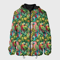 Мужская куртка Влюбленные попугаи в листьях