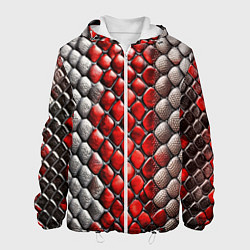 Куртка с капюшоном мужская Змеиная объемная текстурная красная шкура, цвет: 3D-белый