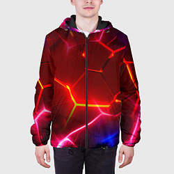Куртка с капюшоном мужская Красные плиты с ярким светом, цвет: 3D-черный — фото 2