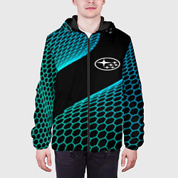 Куртка с капюшоном мужская Subaru electro hexagon, цвет: 3D-черный — фото 2