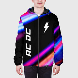 Куртка с капюшоном мужская AC DC neon rock lights, цвет: 3D-черный — фото 2