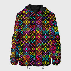 Куртка с капюшоном мужская Этнический геометрический узор, цвет: 3D-черный