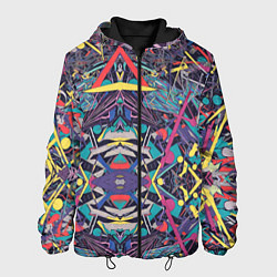 Куртка с капюшоном мужская Абстрактный хаос линий, цвет: 3D-черный