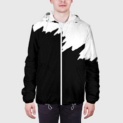 Куртка с капюшоном мужская Просто краска черно белая, цвет: 3D-белый — фото 2