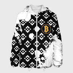 Куртка с капюшоном мужская Bitcoin pattern binance, цвет: 3D-белый
