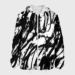 Куртка с капюшоном мужская Чёрно-белая абстракция: нейросеть, цвет: 3D-белый