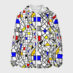 Куртка с капюшоном мужская Абстракция цветных прямоугольников Пит Мондриан, цвет: 3D-белый