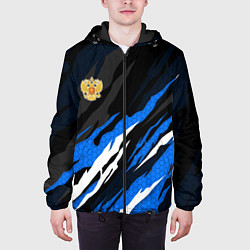 Куртка с капюшоном мужская Герб России - blue sport, цвет: 3D-черный — фото 2