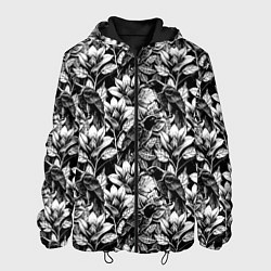 Куртка с капюшоном мужская Вороны в цветах, цвет: 3D-черный