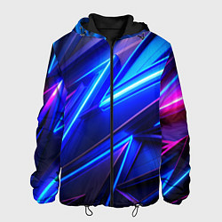 Куртка с капюшоном мужская Яркие неоновые геометрические линии, цвет: 3D-черный
