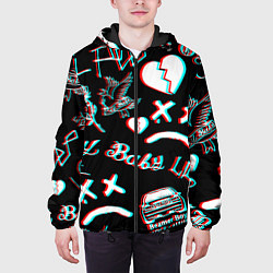 Куртка с капюшоном мужская Lil Peep logo glitch, цвет: 3D-черный — фото 2