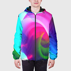 Куртка с капюшоном мужская Неоновая абстракция градиент, цвет: 3D-черный — фото 2