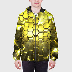 Куртка с капюшоном мужская Золотые соты, цвет: 3D-черный — фото 2