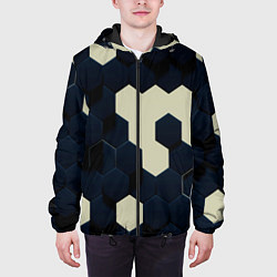 Куртка с капюшоном мужская Соты абстракция, цвет: 3D-черный — фото 2