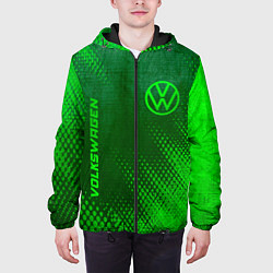 Куртка с капюшоном мужская Volkswagen - green gradient вертикально, цвет: 3D-черный — фото 2