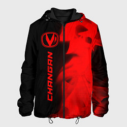 Куртка с капюшоном мужская Changan - red gradient по-вертикали, цвет: 3D-черный