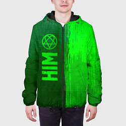 Куртка с капюшоном мужская HIM - green gradient по-вертикали, цвет: 3D-черный — фото 2