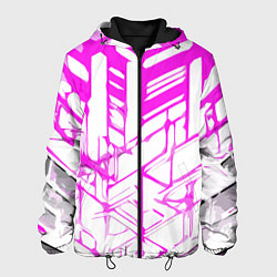 Мужская куртка Агрессивные розовые полосы на белом фоне