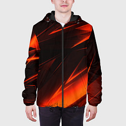 Куртка с капюшоном мужская Geometry orange stripes, цвет: 3D-черный — фото 2